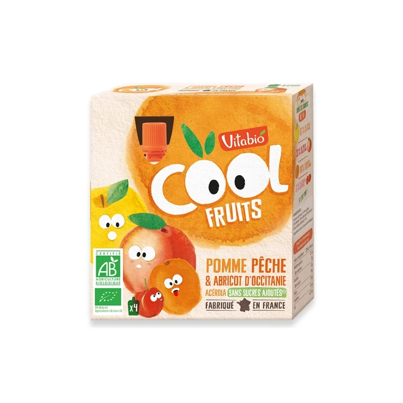 VITABIO COOL FRUITS POMME PECHE ABRICOT 4*90G