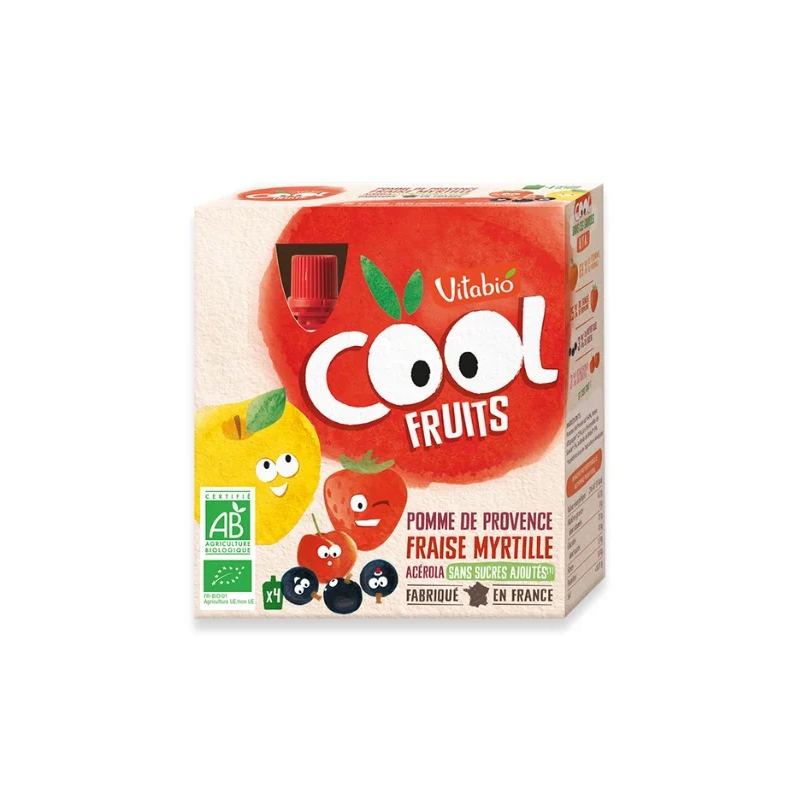 VITABIO COOL FRUITS POMME FRAISE MYRTILLE 4*90G