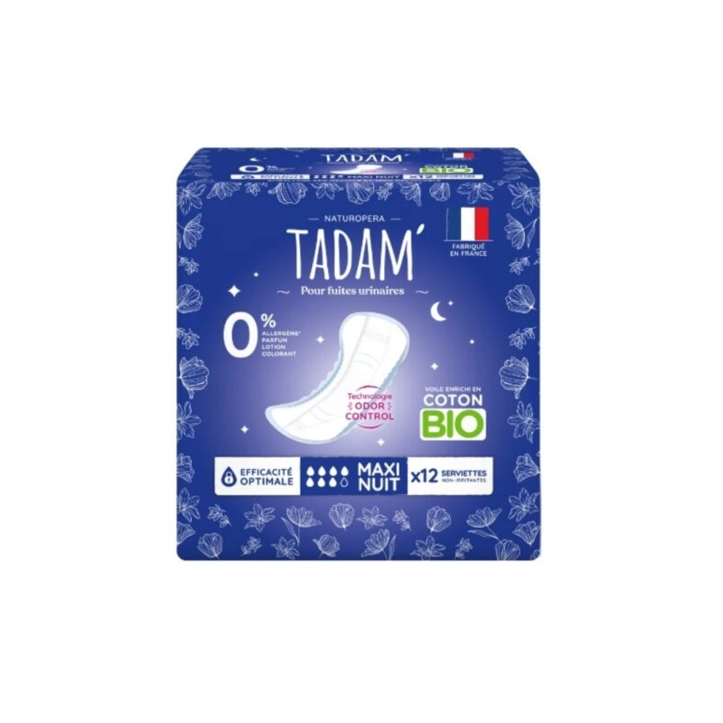 TADAM SERVIETTES FUITES URINAIRES NUIT 12U
