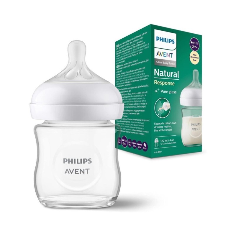 AVENT BIBERON NATURAL EN RESPONSE VERRE 3.0 TEAT 0M+ 125ML
