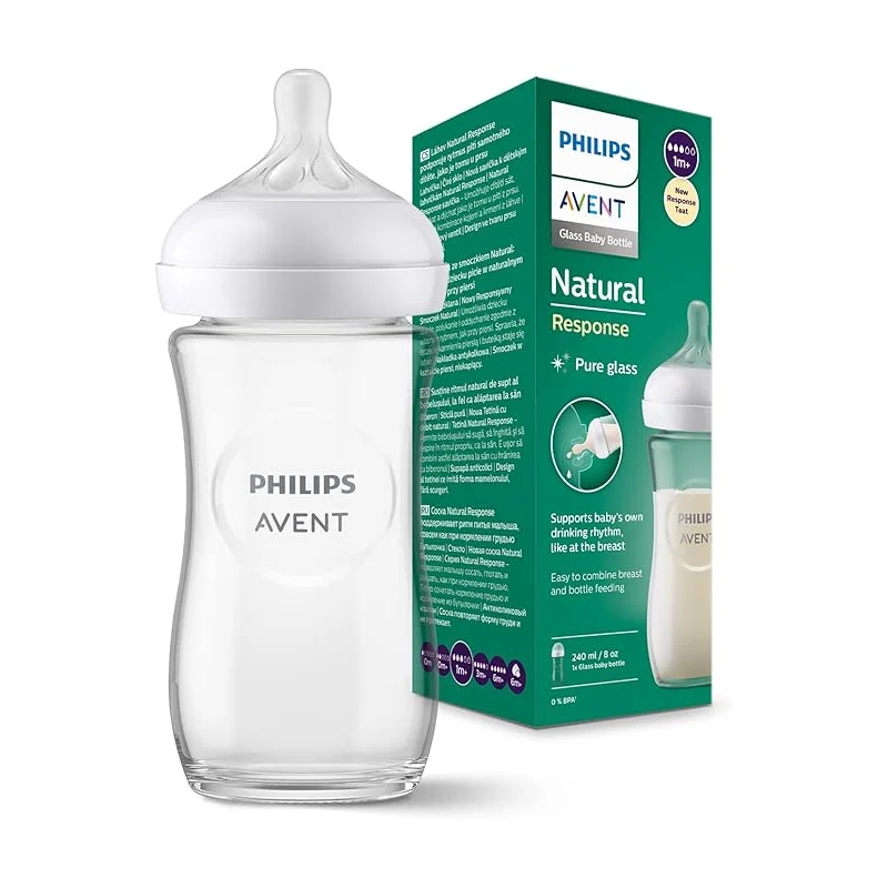 AVENT BIBERON NATURAL EN RESPONSE VERRE 3.0 TEAT 1M+ 240ML