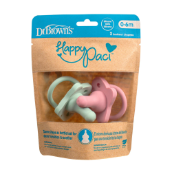 DR BROWNS HappyPaci silicone , 0-6m, Pink and Green, 2-Pack